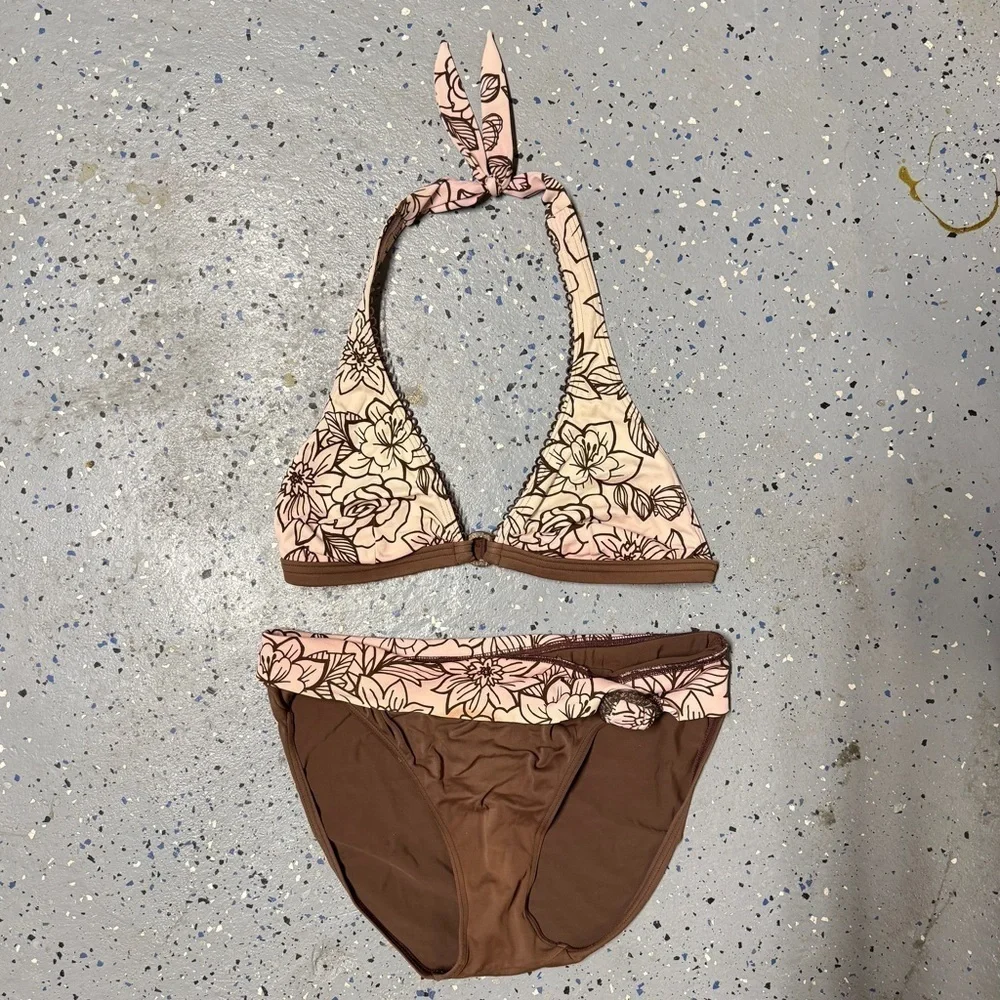 Baltex Floral Halter Bikini Top and Bottoms
